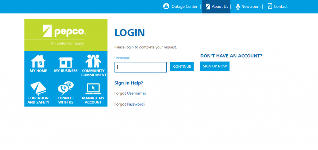 Login Process for Pepco
