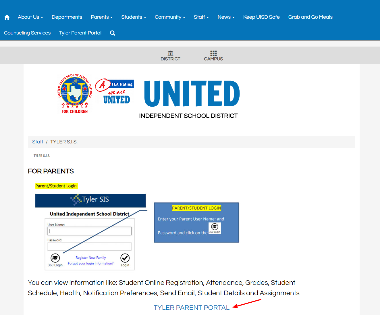 Tyler UISD Account login