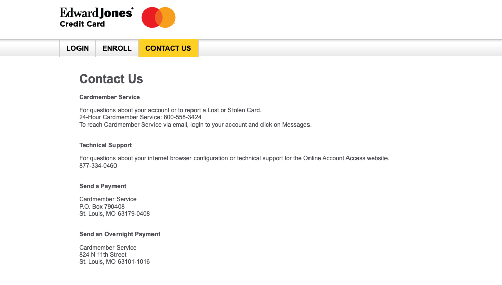 edward jones credit card contact us